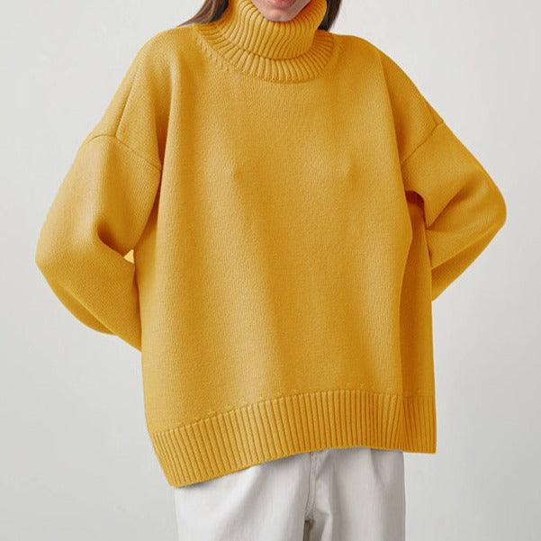 Solid Color Turtleneck  Loose Pullover Women's Sweater - Try Modest Limited