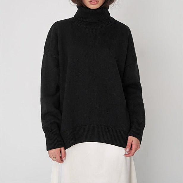 Solid Color Turtleneck  Loose Pullover Women's Sweater - Try Modest Limited