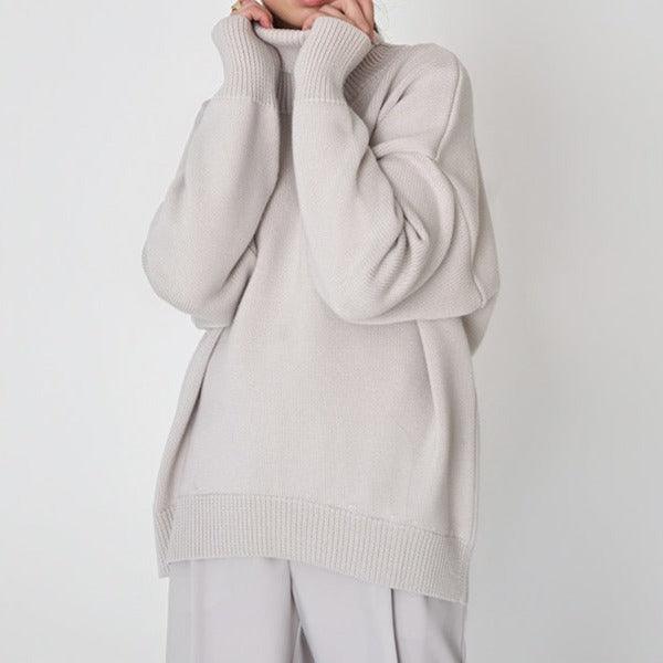 Solid Color Turtleneck Loose Pullover Women's Sweater - Try Modest Limited 