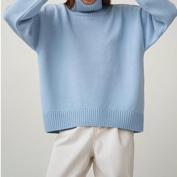 Solid Color Turtleneck  Loose Pullover Women's Sweater - Try Modest Limited
