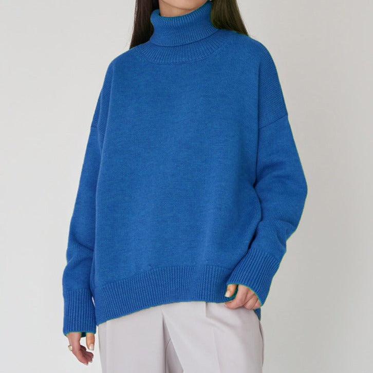 Solid Color Turtleneck  Loose Pullover Women's Sweater - Try Modest Limited