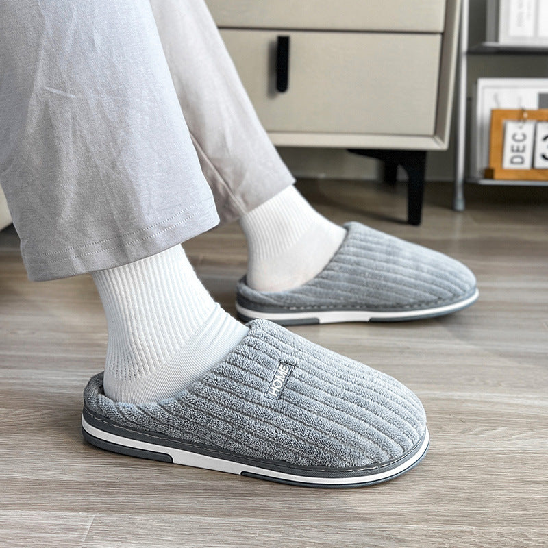 Solid color indoor house warm plush slippers - Try Modest Limited