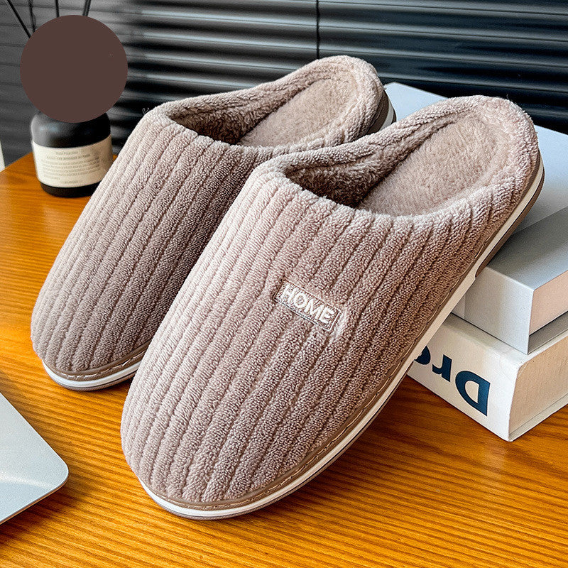 Solid color indoor house warm plush slippers - Try Modest Limited