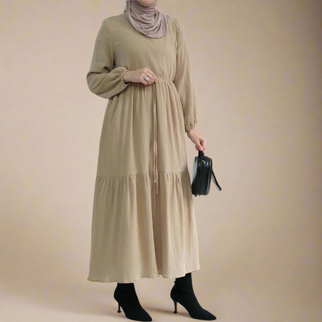 Sophie Comfortable cotton dress with a belted waist Try Modest Limited