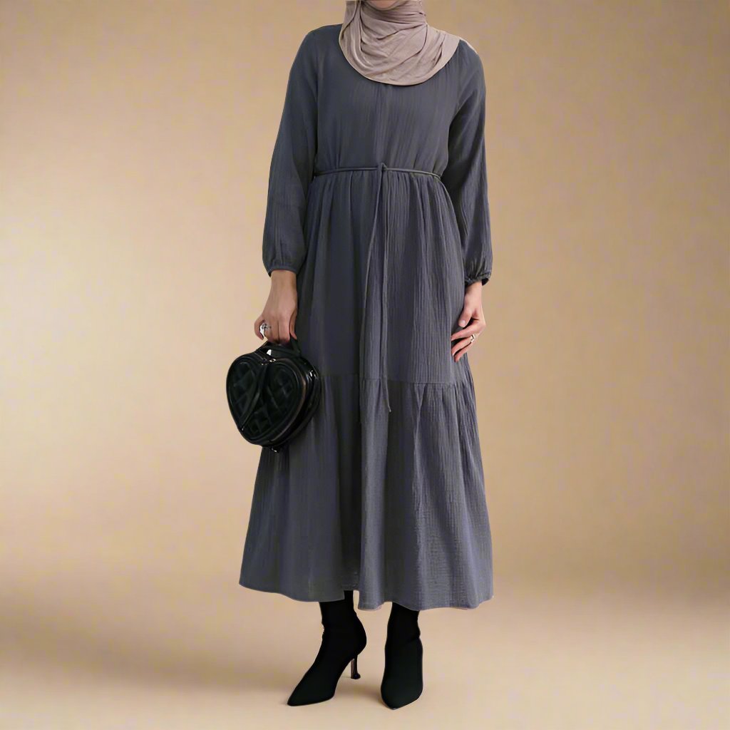 Sophie Comfortable cotton dress with a belted waist Try Modest Limited