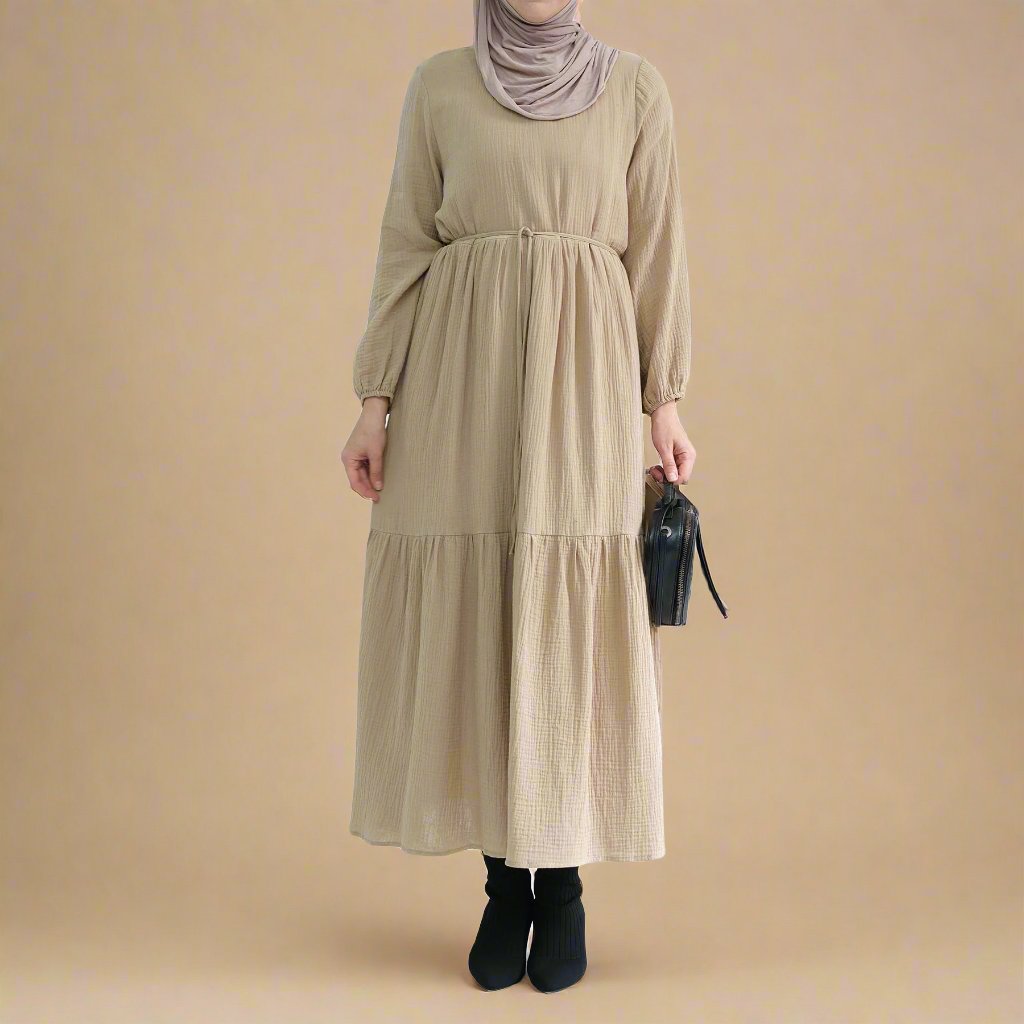 Sophie Comfortable cotton dress with a belted waist Try Modest Limited