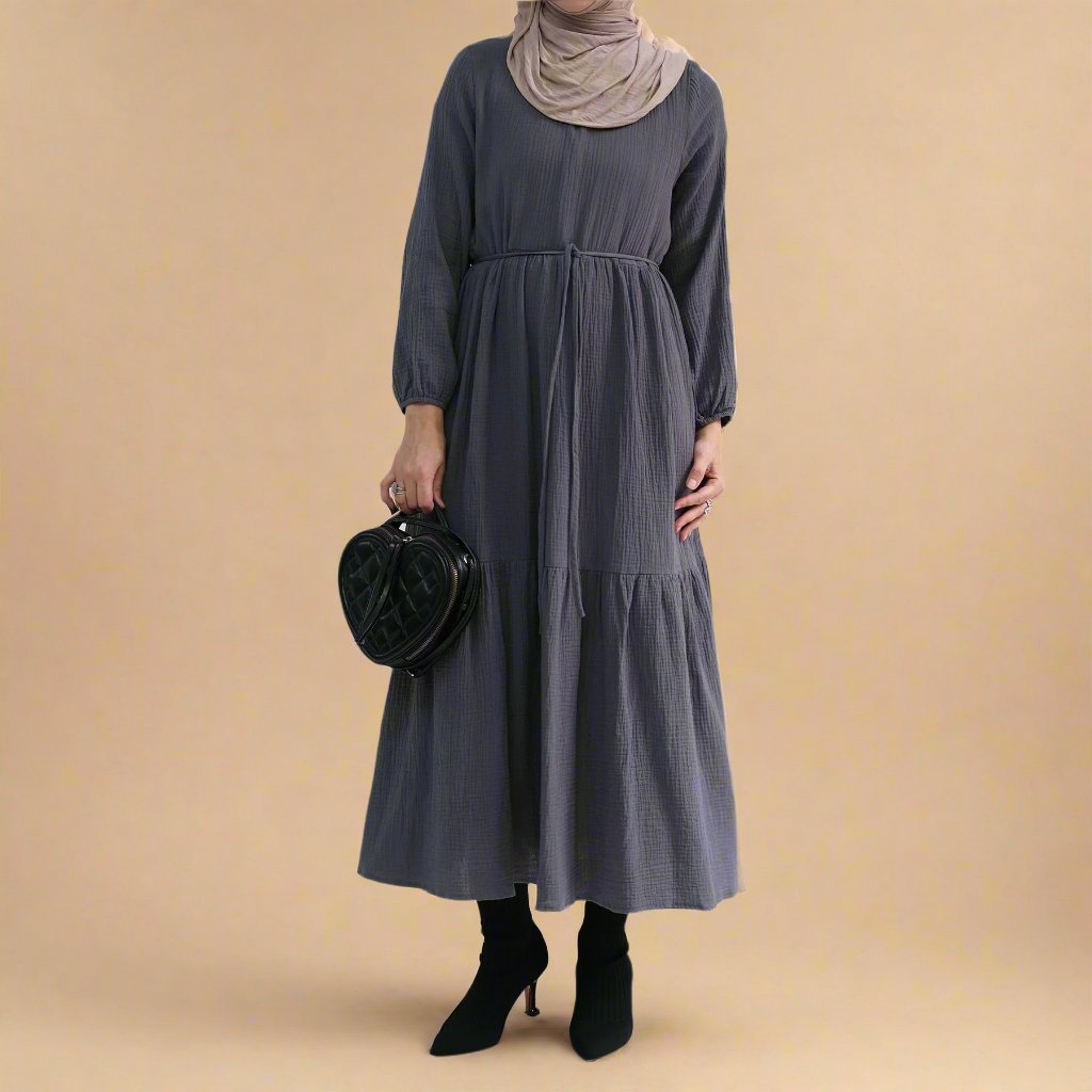 Sophie Comfortable cotton dress with a belted waist Try Modest Limited