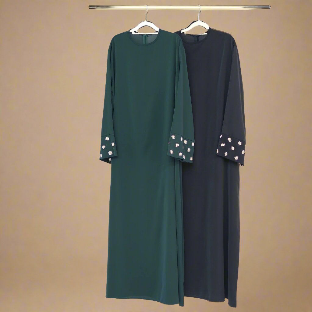 Sophisticated Floral Embroidered Jamila Closed Abaya - Try Modest Limited
