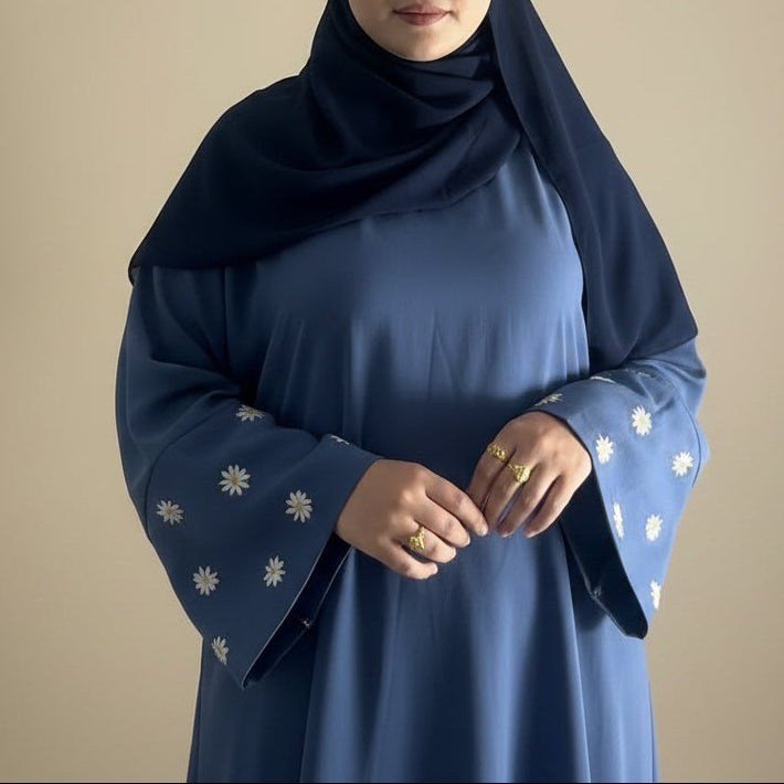 Sophisticated Floral Embroidered Jamila Closed Abaya