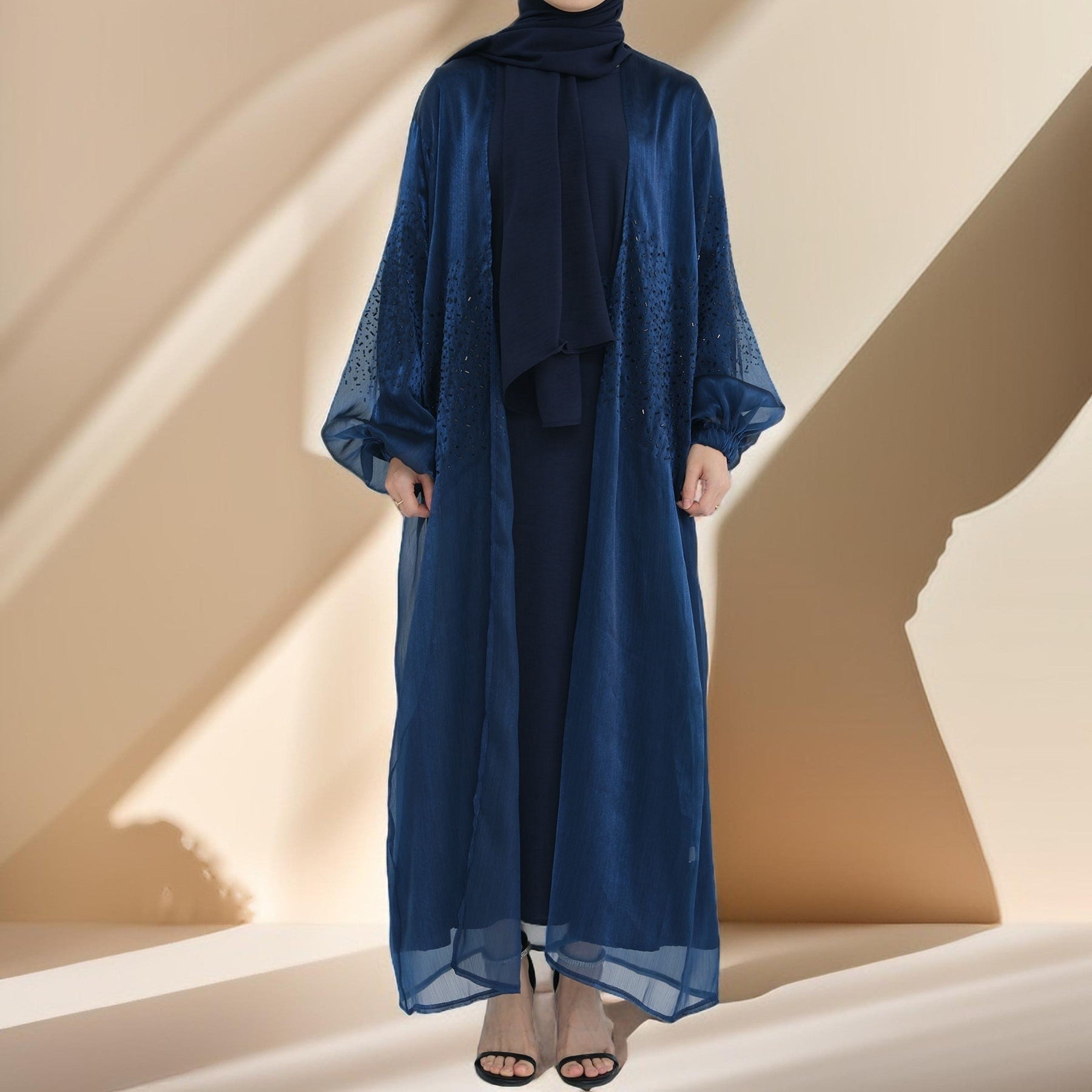 Stunning 2-Piece Abaya Set with Embellished Stones - Try Modest Limited 