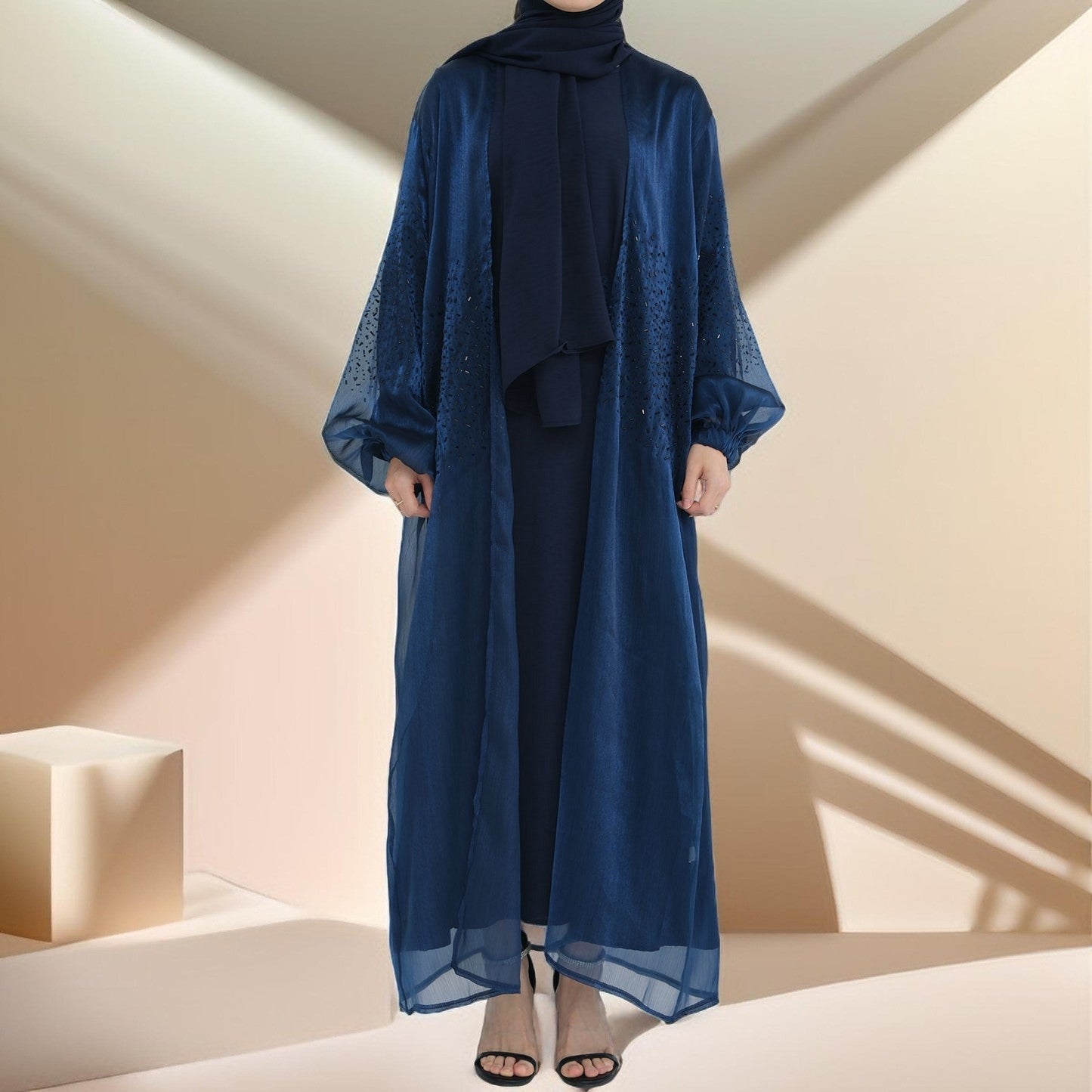 Stunning 2-Piece Abaya Set with Embellished Stones - Try Modest Limited 