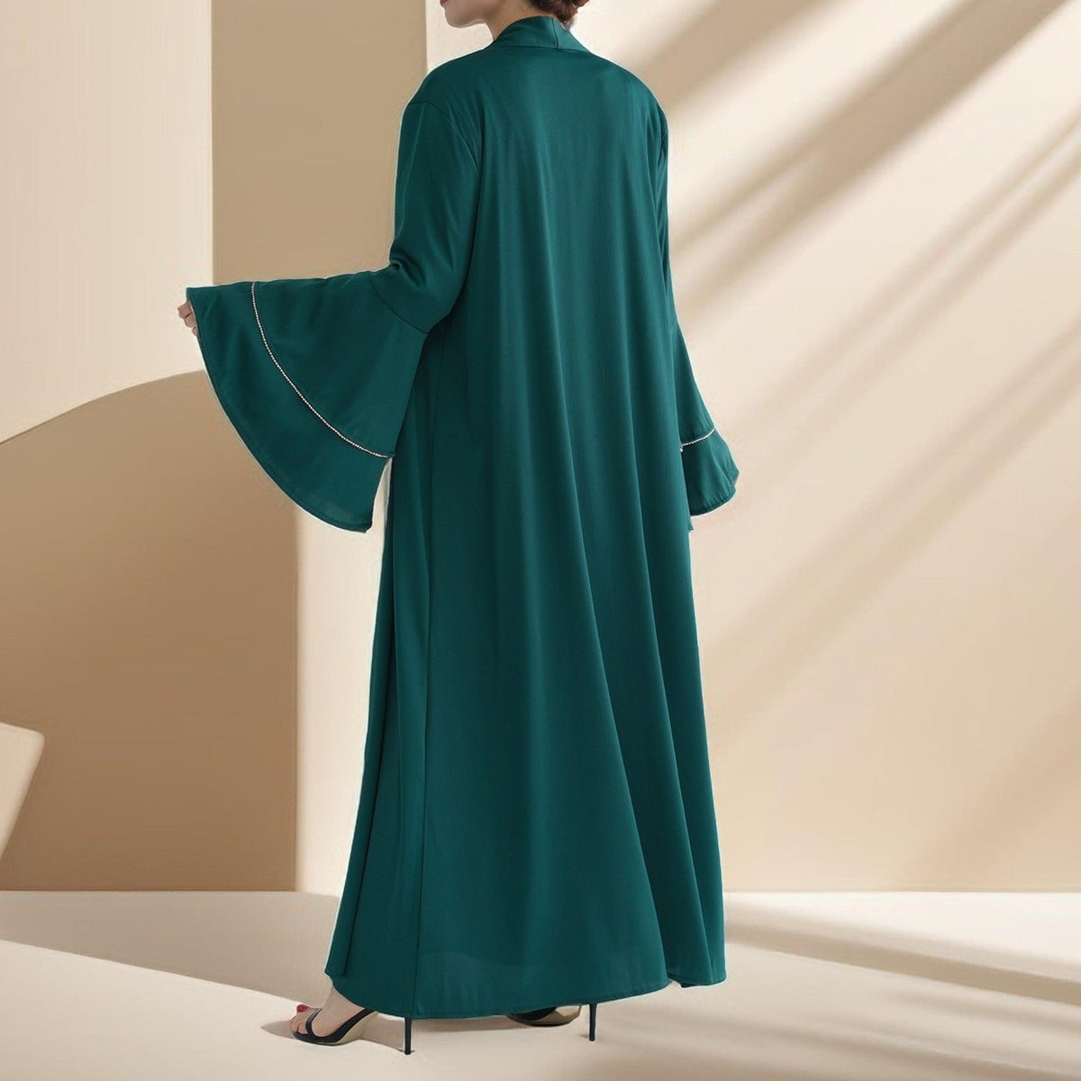 Sultanah 3-Piece Abaya Set featuring Throwover Abaya, Slip Dress, and Apron - Try Modest Limited