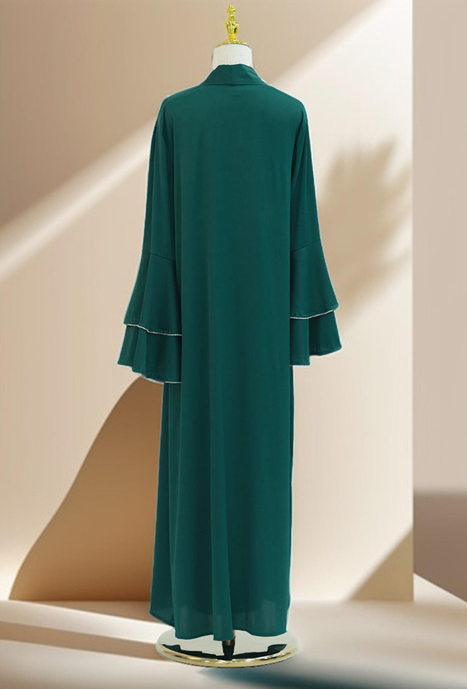 Sultanah 3-Piece Abaya Set featuring Throwover Abaya, Slip Dress, and Apron - Try Modest Limited