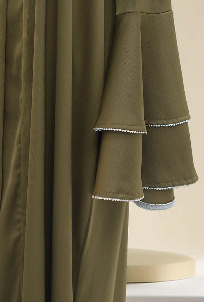 Sultanah 3-Piece Abaya Set featuring Throwover Abaya, Slip Dress, and Apron - Try Modest Limited