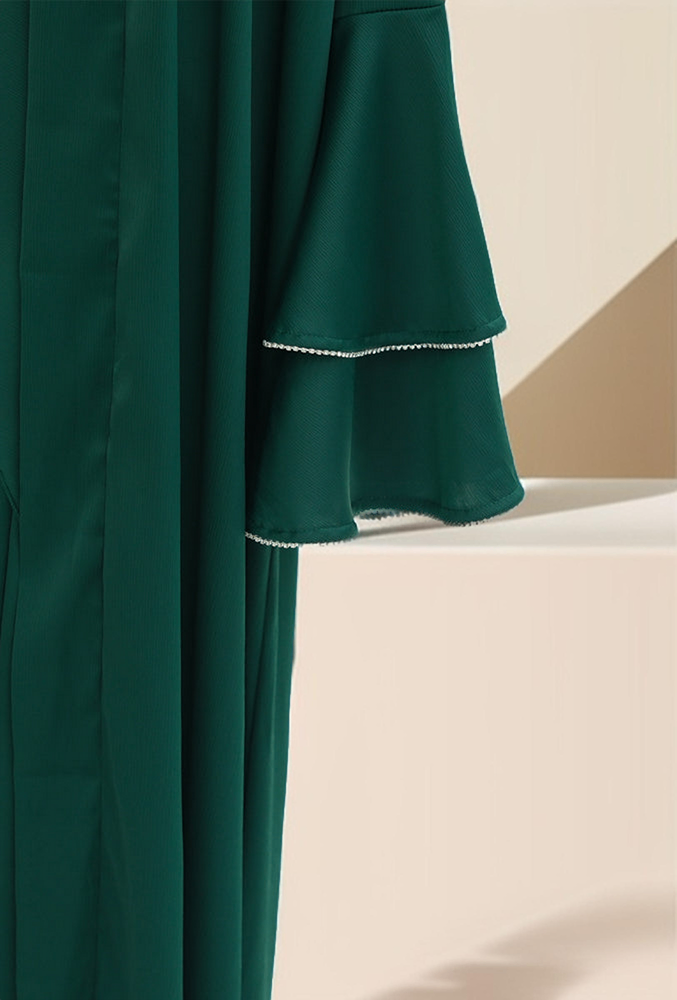 Sultanah 3-Piece Abaya Set featuring Throwover Abaya, Slip Dress, and Apron - Try Modest Limited