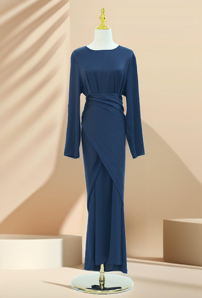 satin slip dress for abaya Short-Sleeved Satin Abaya Slip Dress