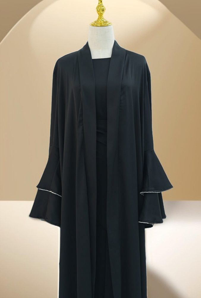 Sultanah 3-Piece Abaya Set featuring Throwover Abaya, Slip Dress, and Apron - Try Modest Limited