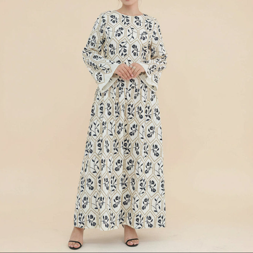 floral modest maxi dress Nadia Smocked Print Chiffon Modest Long Maxi Dress - Jade Floral