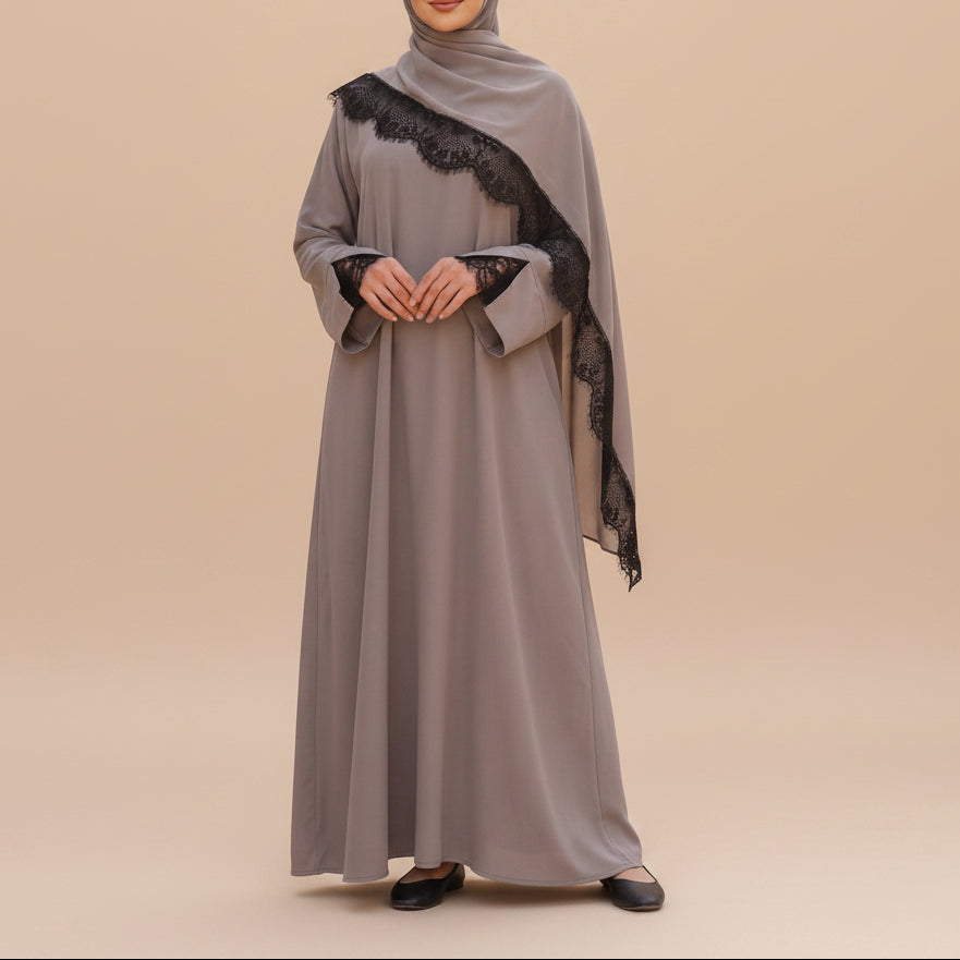 Σετ Taline Lace Trim Abaya & Hijab