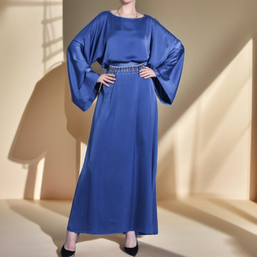 Tassel Diamond Belt Evening Gown - Try Modest Limited