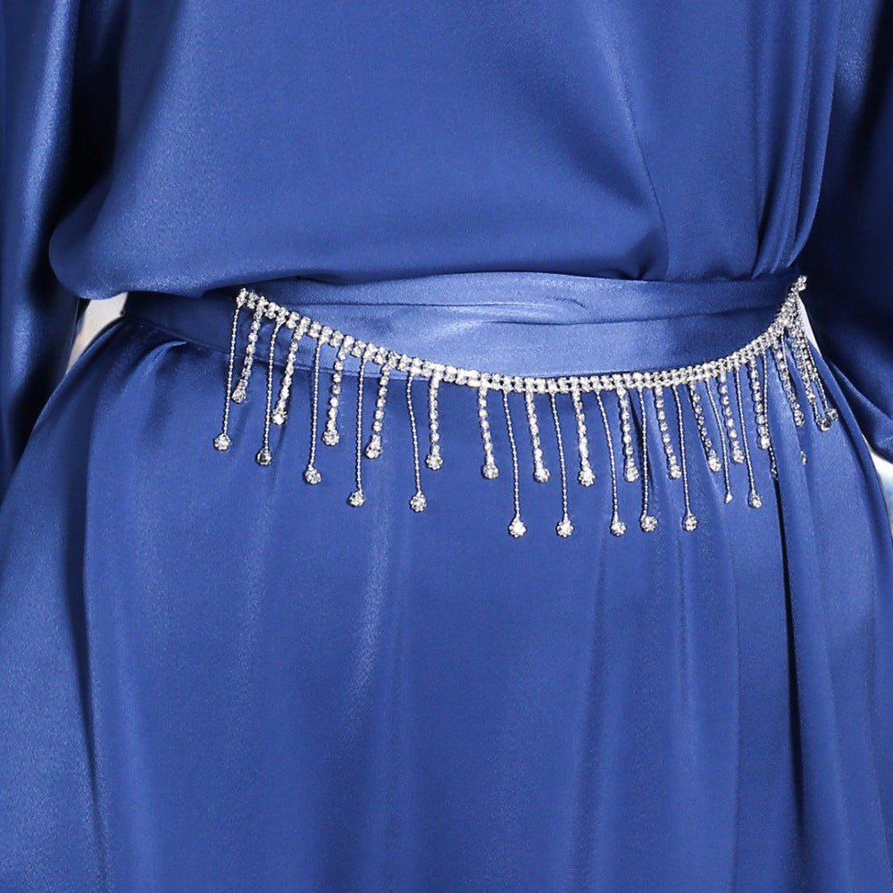 Tassel Diamond Belt Evening Gown - Try Modest Limited