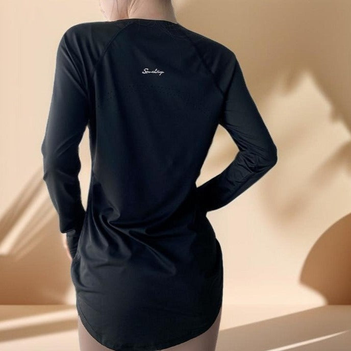 The Modest Activewear Shirt with Long Hip Coverage - For Running, Yoga, and Workouts - Try Modest Limited 