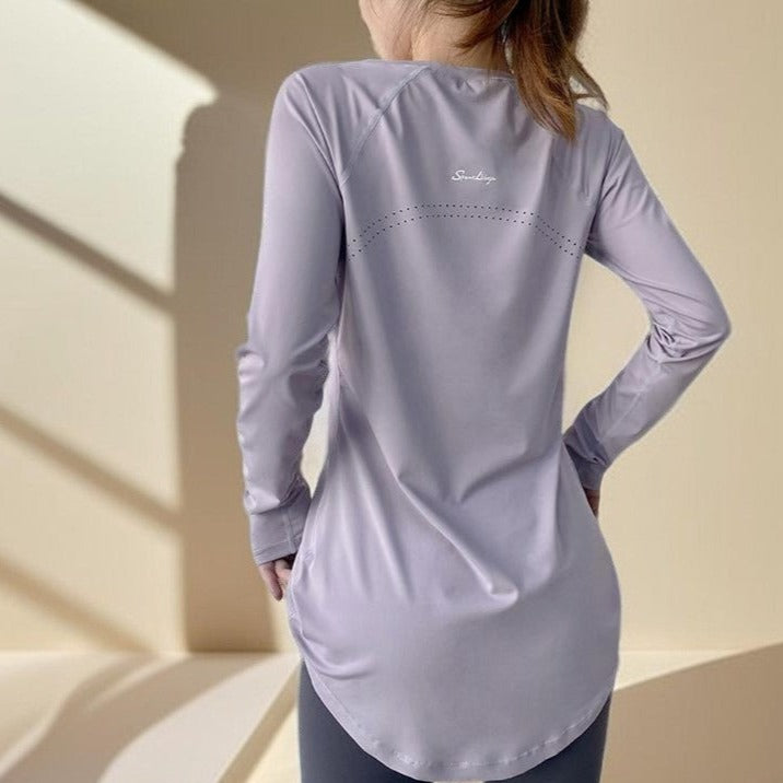 The Modest Activewear Shirt with Long Hip Coverage - For Running, Yoga, and Workouts - Try Modest Limited 