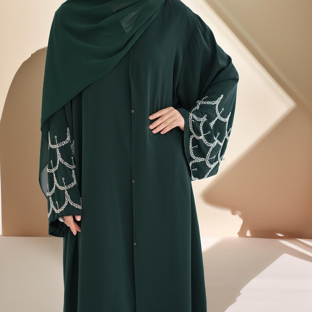 The Arabian Nights Nida Abaya with Beaded Sleeves - Try Modest Limited