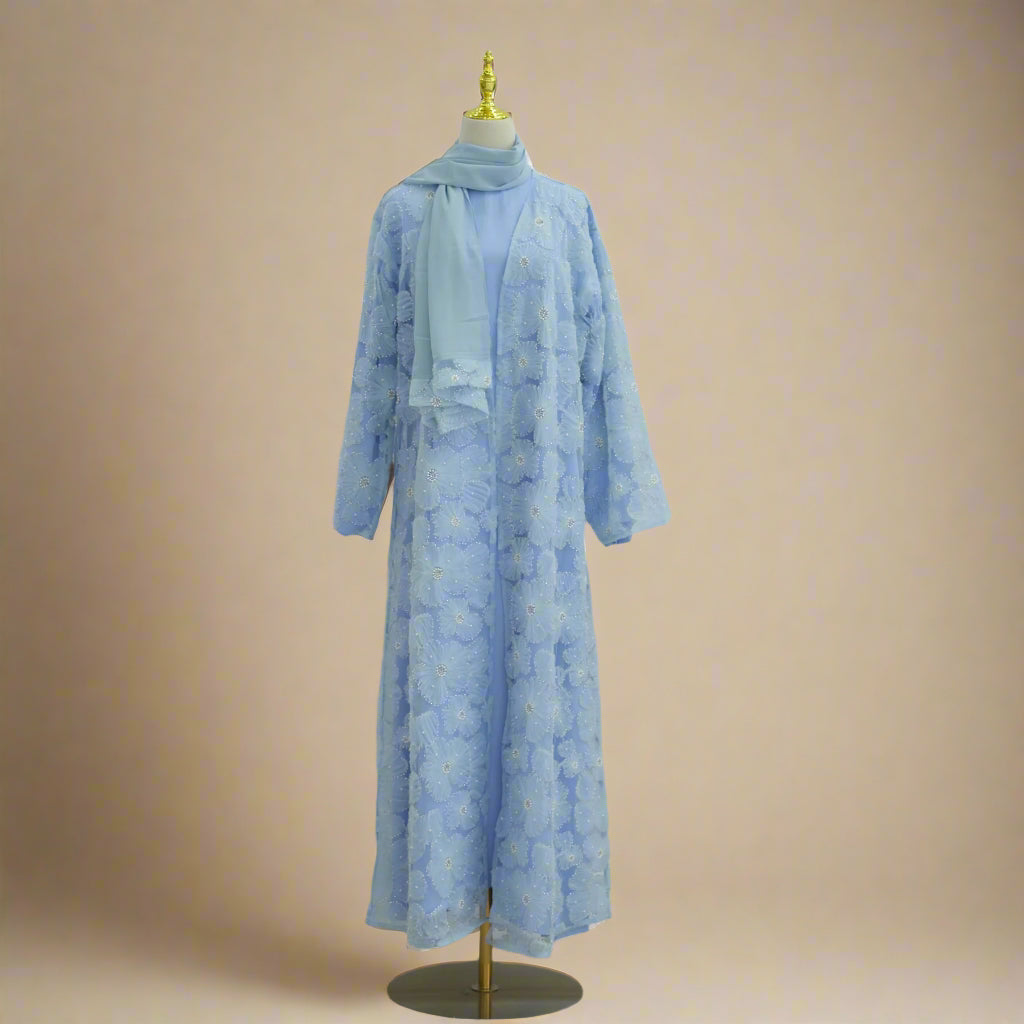 The Fleur Embellished Abaya with Hijab - Try Modest Limited