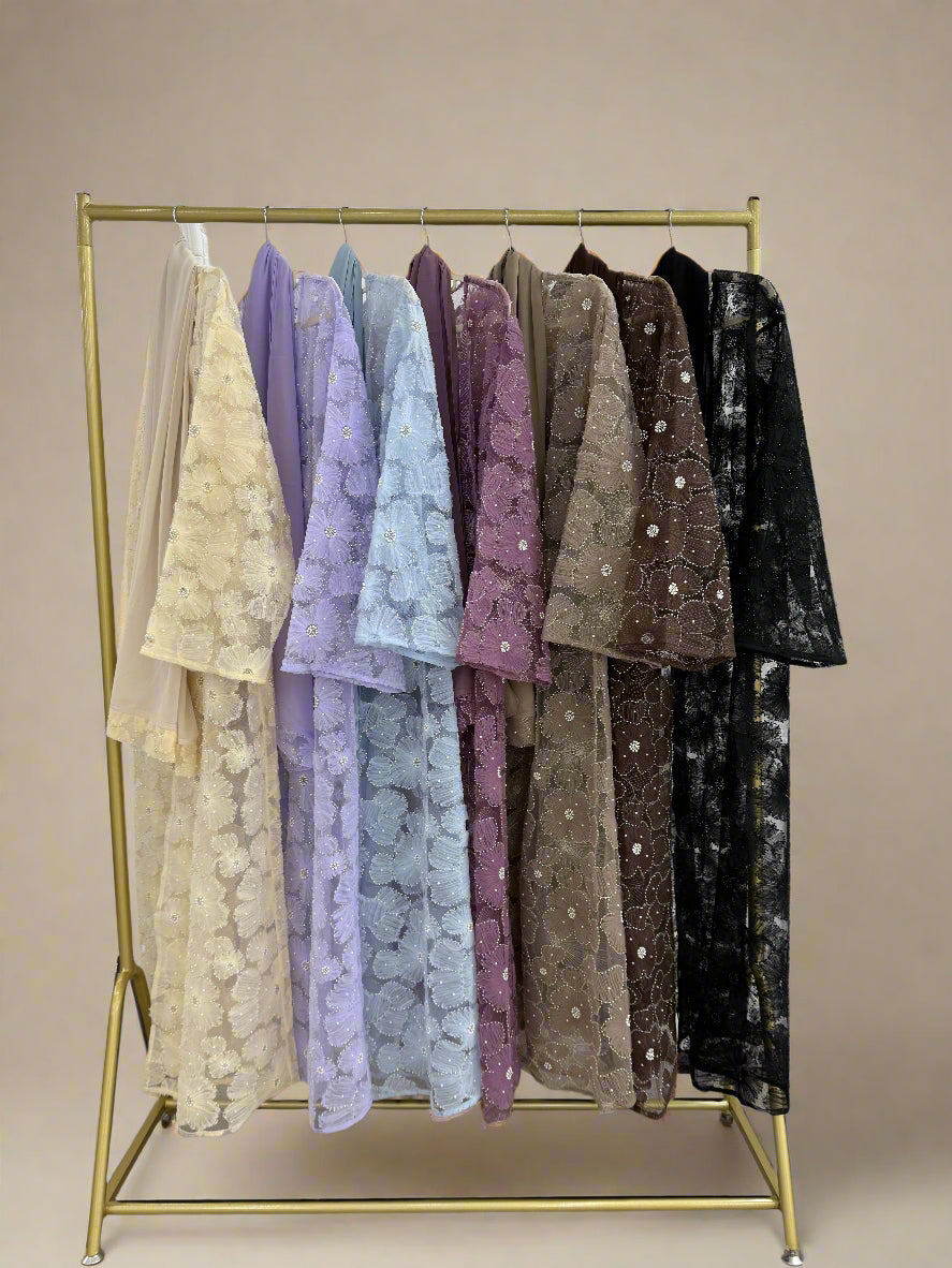The Fleur Embellished Abaya with Hijab - Try Modest Limited