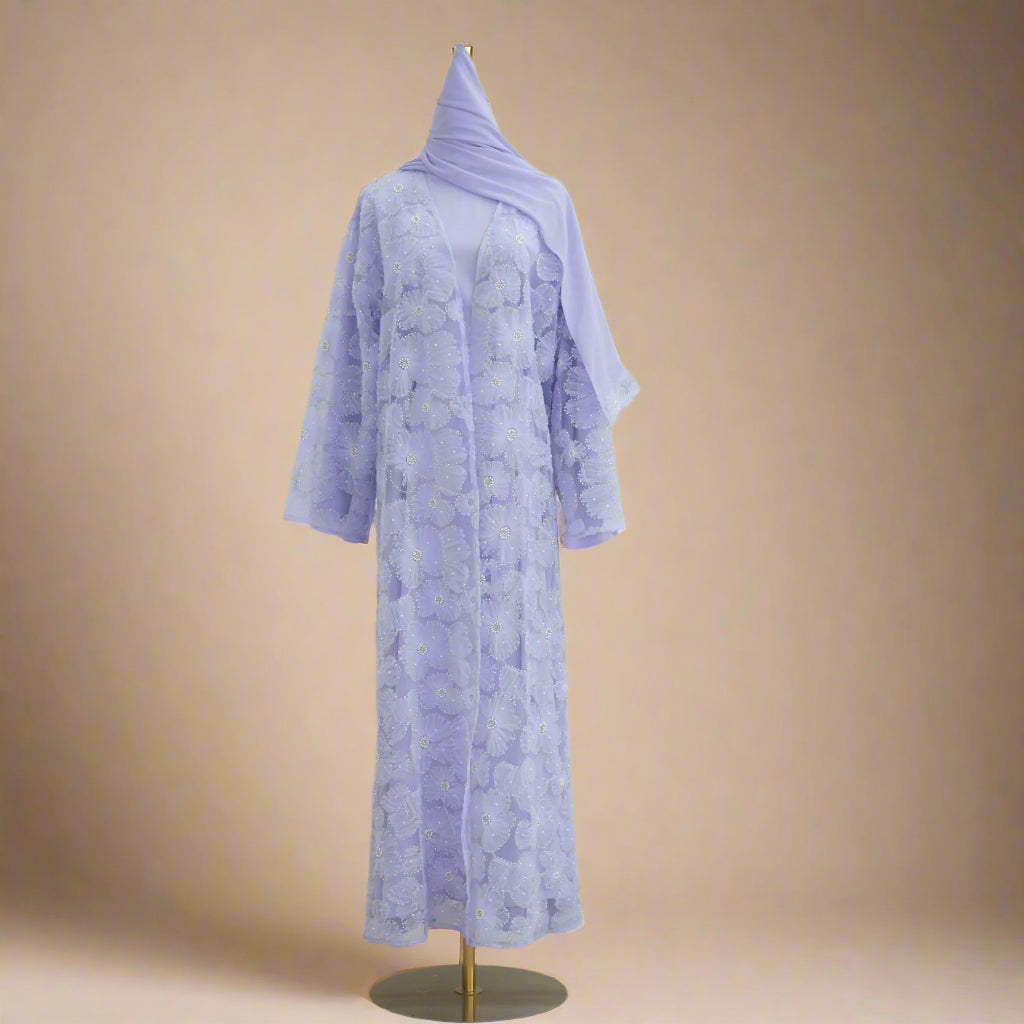 The Fleur Embellished Abaya with Hijab - Try Modest Limited