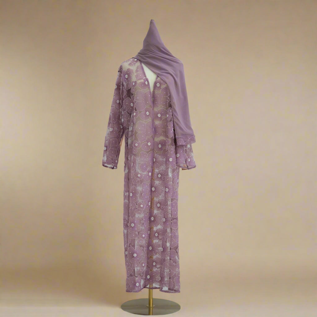 The Fleur Embellished Abaya with Hijab - Try Modest Limited