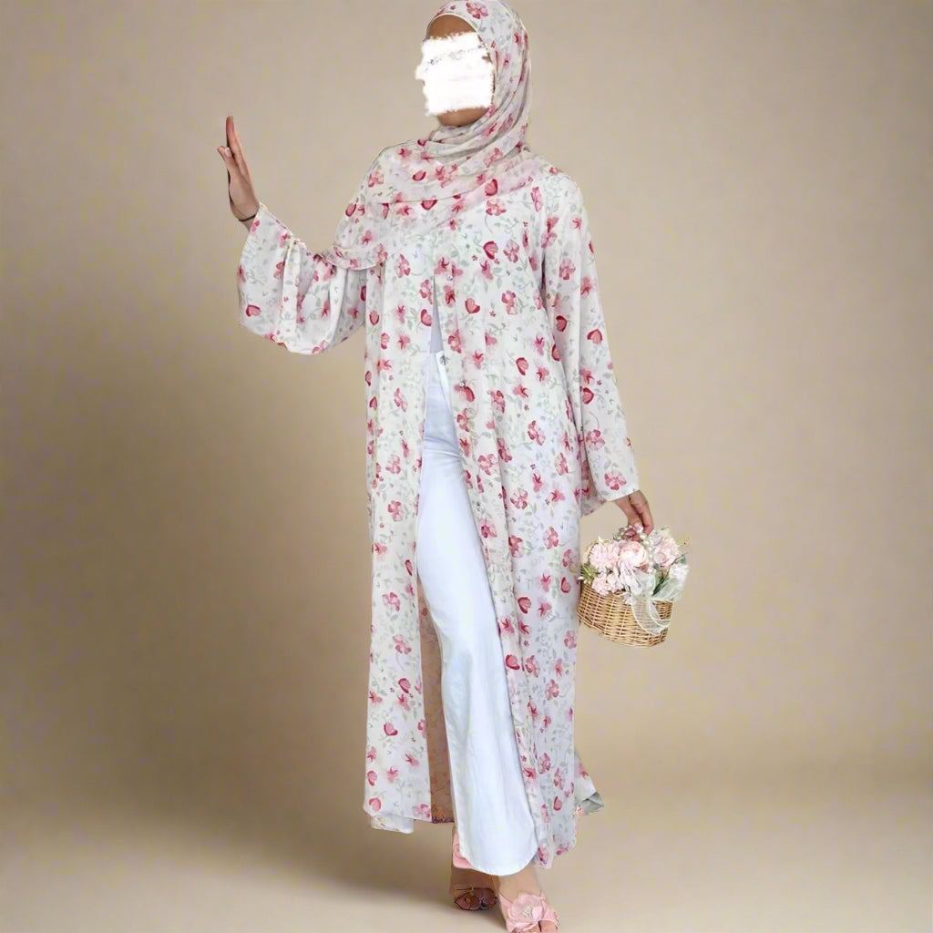The Pink Floral Abaya & Hijab Set - Try Modest Limited