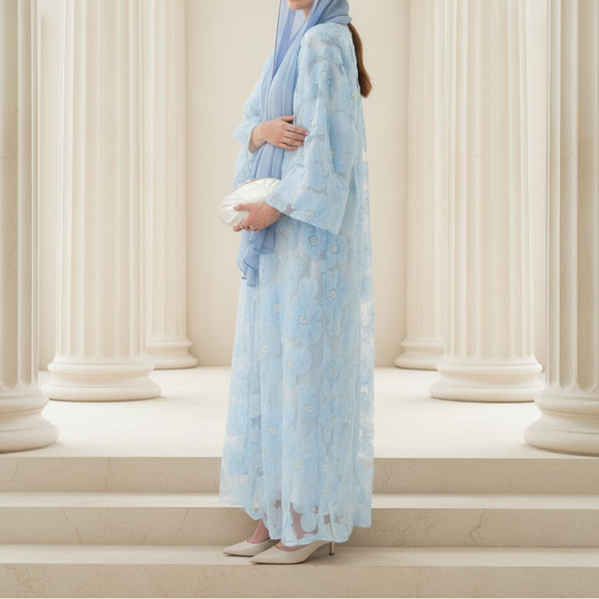 The Fleur Embellished Abaya with Hijab - Try Modest Limited