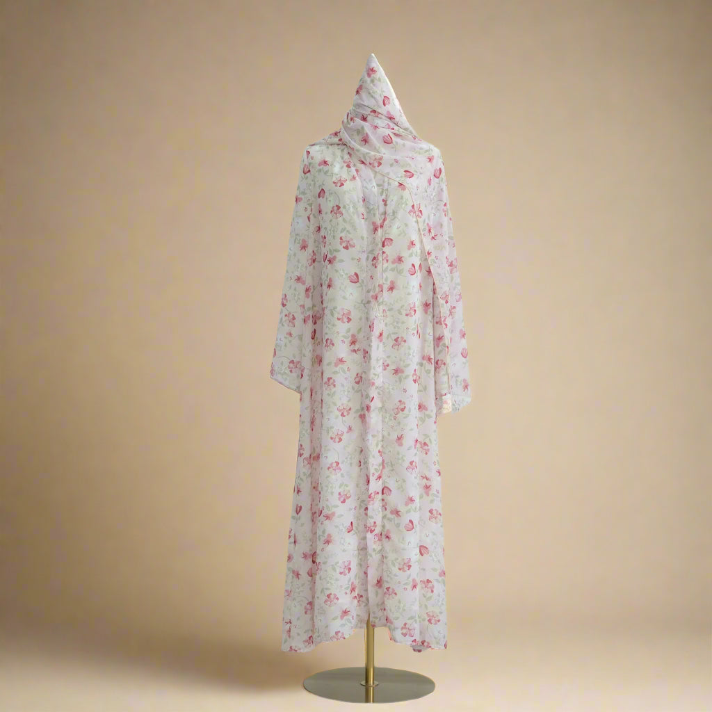 The Pink Floral Abaya & Hijab Set - Try Modest Limited