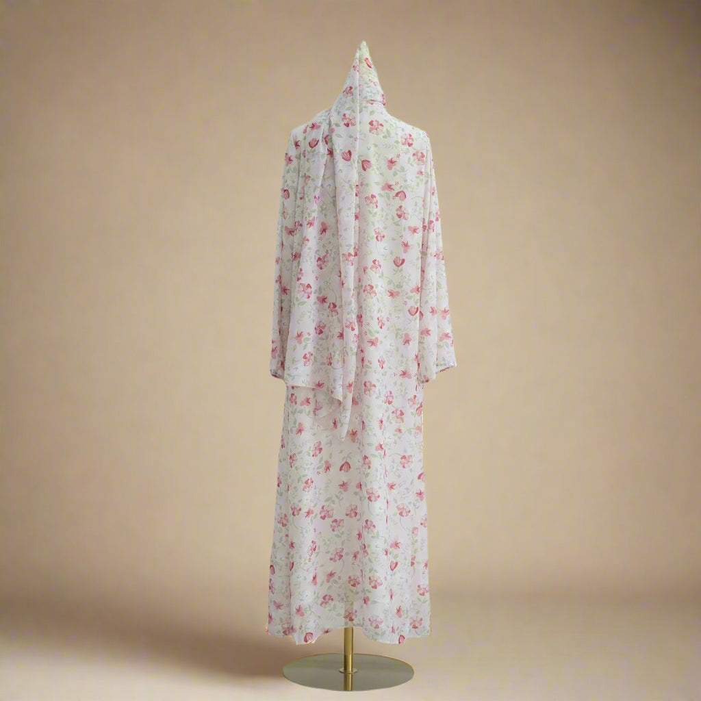 The Pink Floral Abaya & Hijab Set - Try Modest Limited
