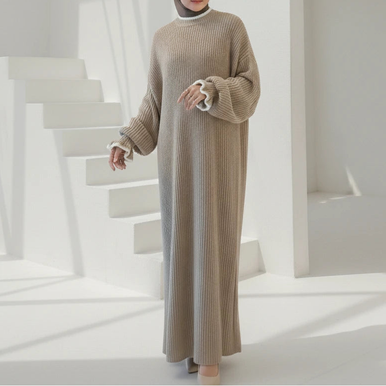 Den ultimata mjuka ribbstickade maxitröjan för kvinnor