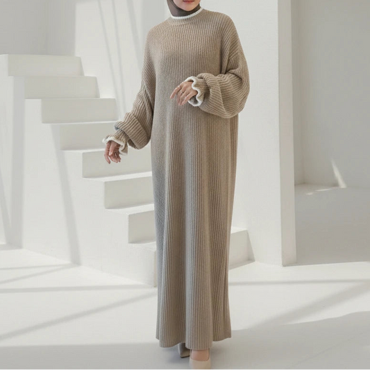 Das ultimative, weiche, gerippte Maxi-Strickkleid für Damen