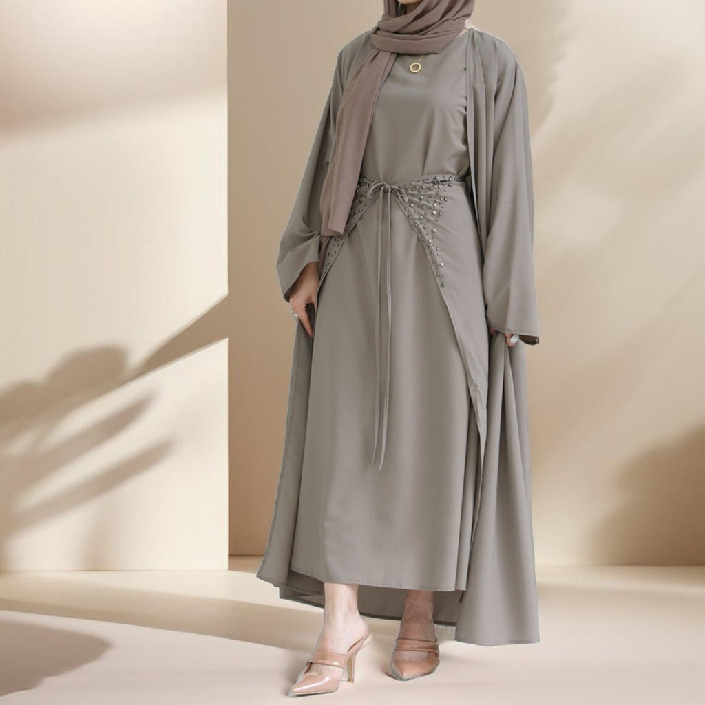 Three piece beaded evening abaya - Try Modest Limited