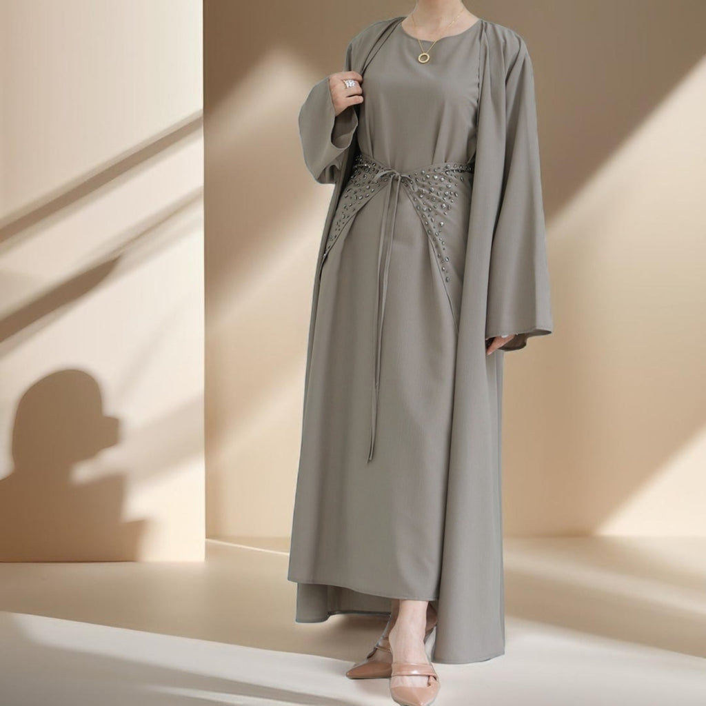 Three piece beaded evening abaya - Try Modest Limited