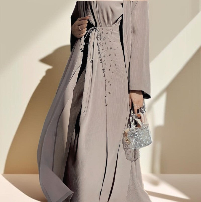Three piece beaded evening abaya - Try Modest Limited