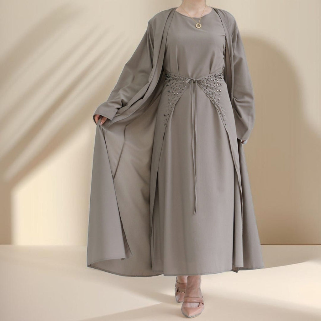 Three piece beaded evening abaya - Try Modest Limited