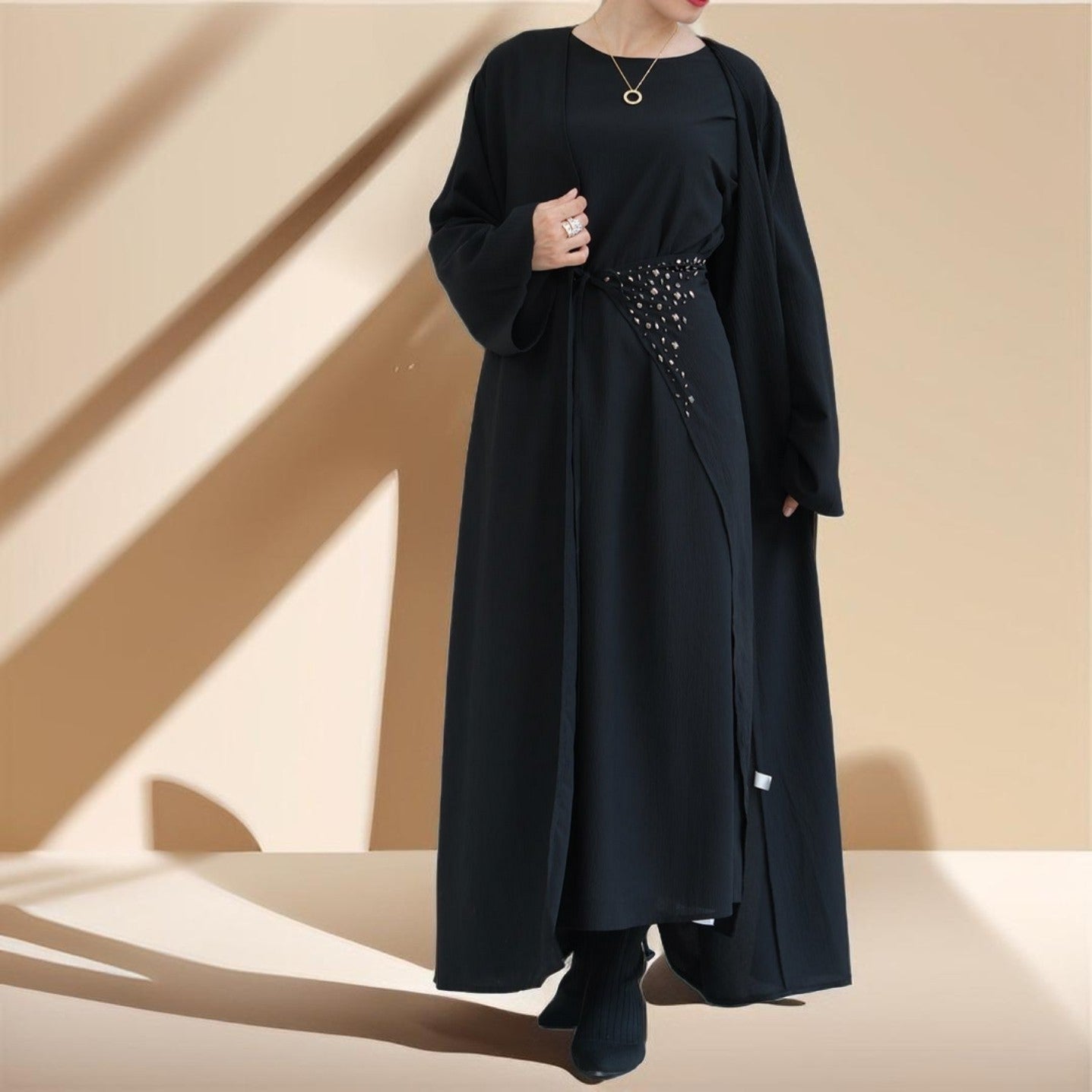 Three piece beaded evening abaya - Try Modest Limited 