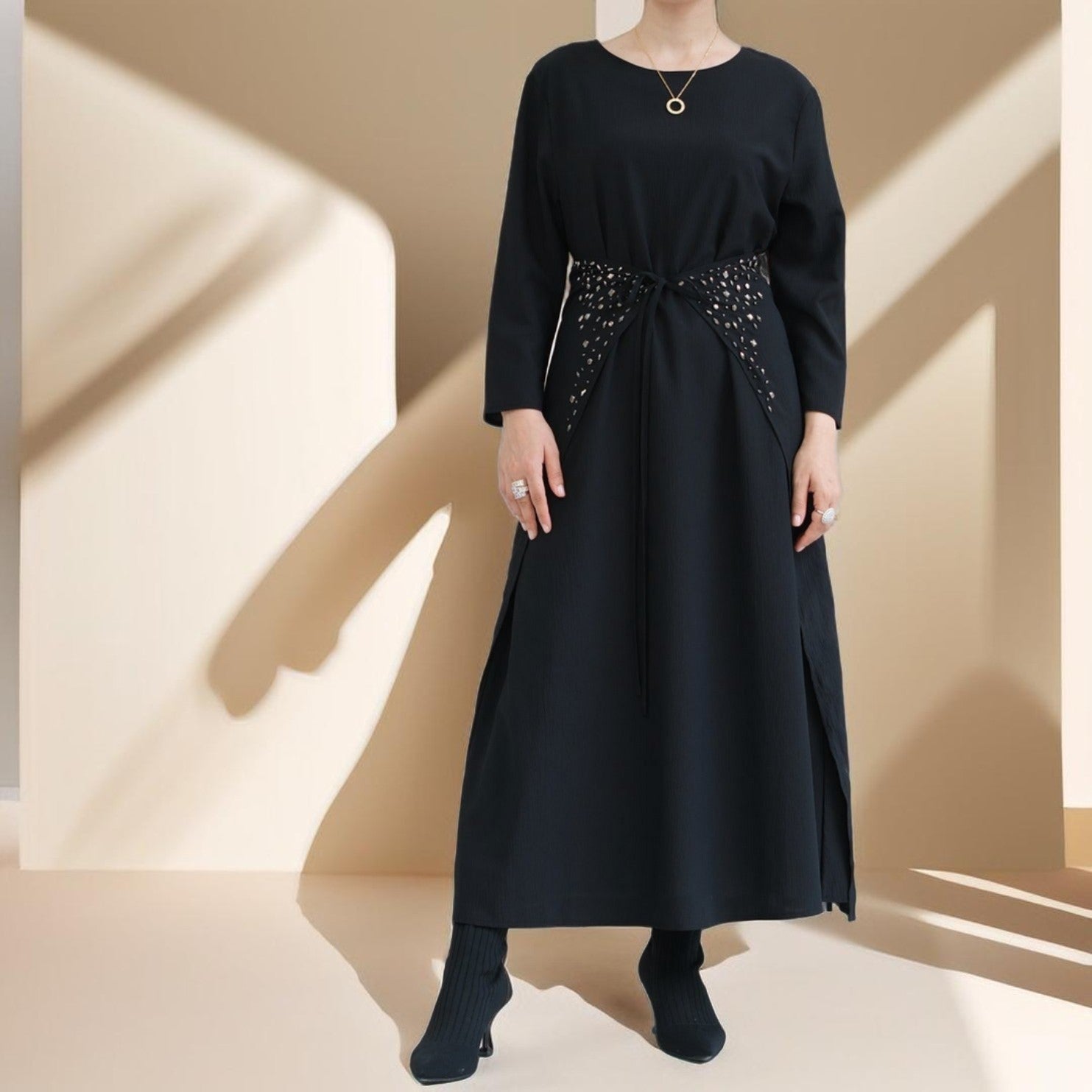 Three piece beaded evening abaya - Try Modest Limited 