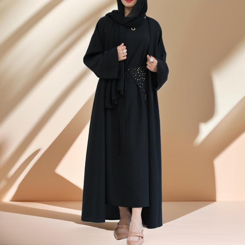 Three piece beaded evening abaya - Try Modest Limited