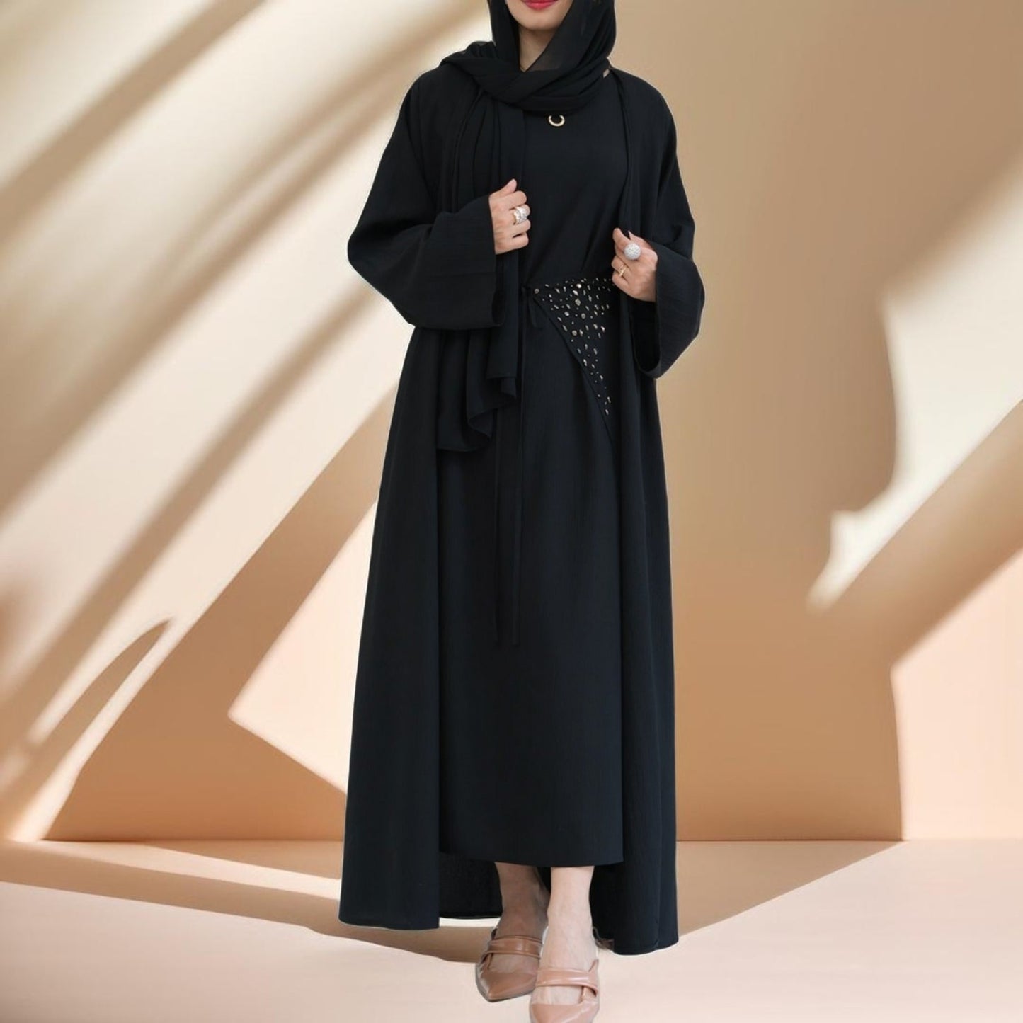 Three piece beaded evening abaya - Try Modest Limited 