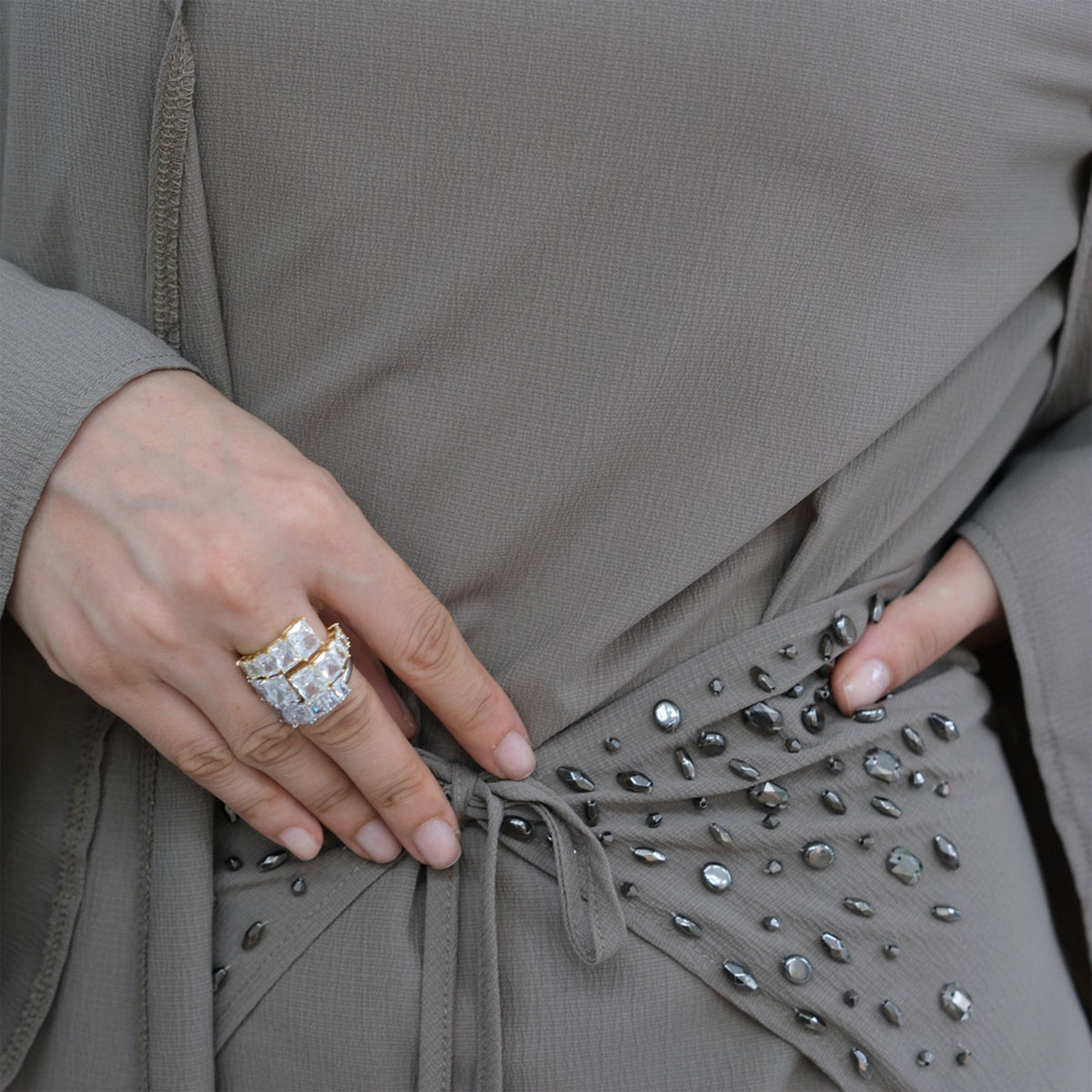 Three piece beaded evening abaya - Try Modest Limited