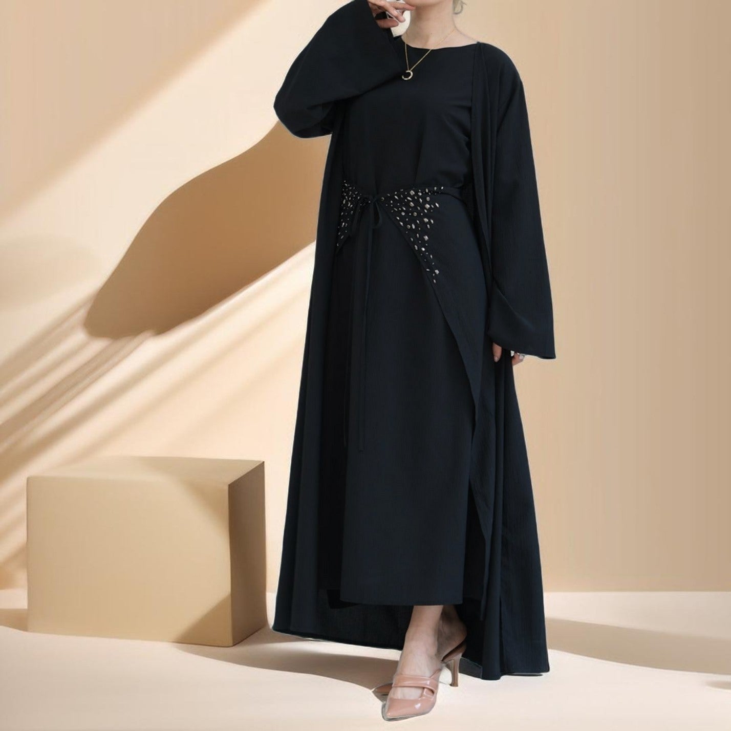 Three piece beaded evening abaya - Try Modest Limited 