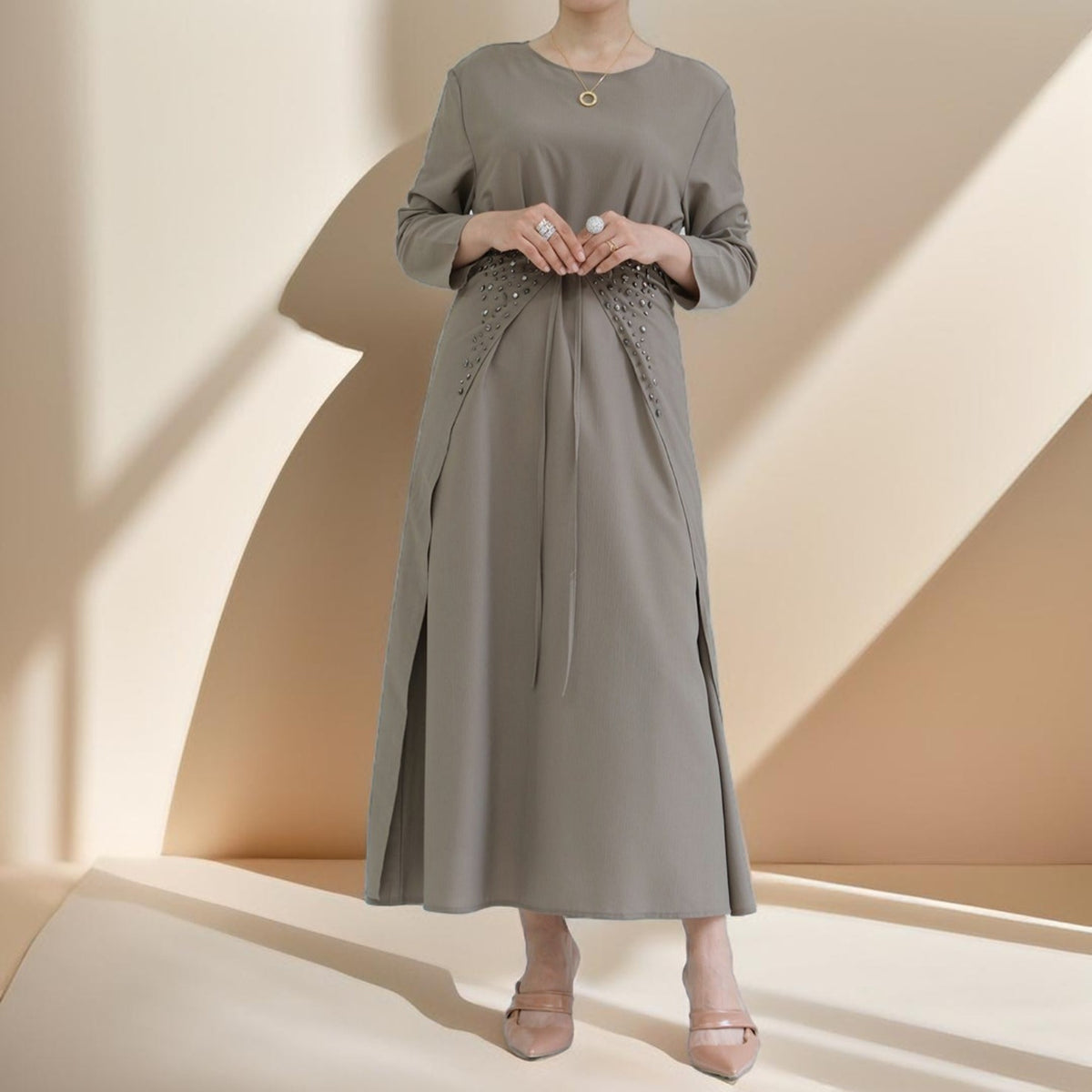 Three piece beaded evening abaya - Try Modest Limited