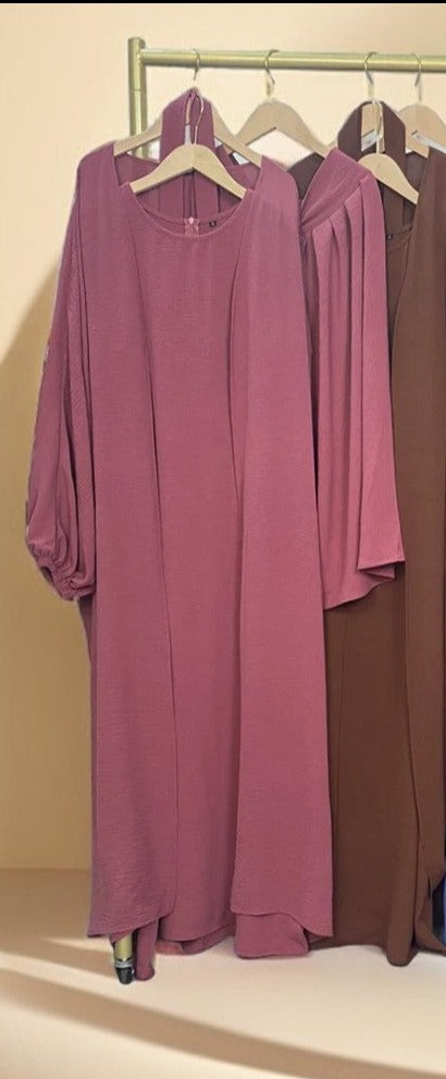 Three-piece solid color fashion robe - Try Modest Limited 